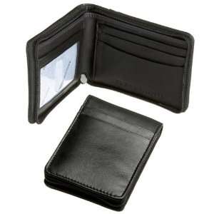  Mens Zip Around Wallet in Black Leather: Office Products