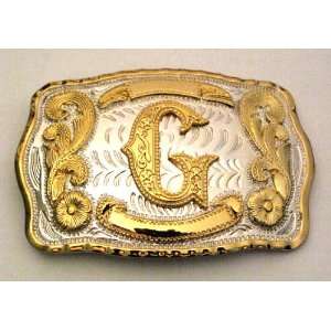 Initial Letter  G  Name Monogram Western Cowboy Gold and Silver Tone 