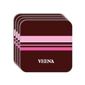 Personal Name Gift   VEENA Set of 4 Mini Mousepad Coasters (pink 