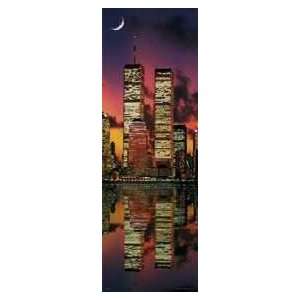  Twin Towers By Night Poster Print