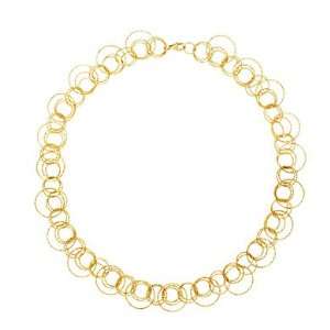  14k Yellow Gold Fancy Mixed Circles Necklace   34 Inch 