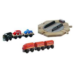   Carrier, Local Train, and Turntable Wooden Train Sets: Toys & Games