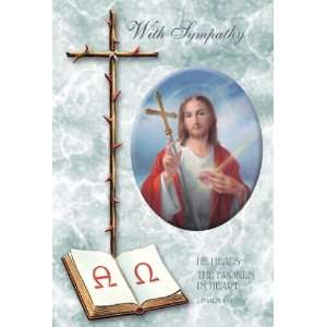: Religious Sympathy Cards   Sacred Heart of Jesus with Thorned Cross 