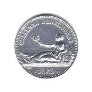  Rare 1869 SN M Spain Peseta Coin KM#652   83.5% Silver 