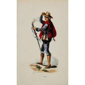   Man Metis Hat Hand Colored Print   Hand Colored Print: Home & Kitchen