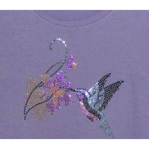 Hanes Ladies Lavender T Shirt w/Hummingbird and Flowers, Size S, M, L 
