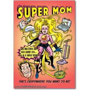 Funny Mothers Day Card Super Mom Humor Greeting Ron Kanfi 