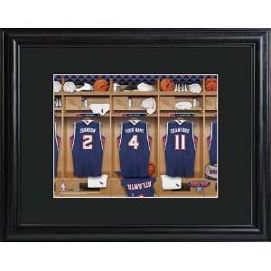  Personalized NBA Locker Room Print with Wood Frame: Sports 