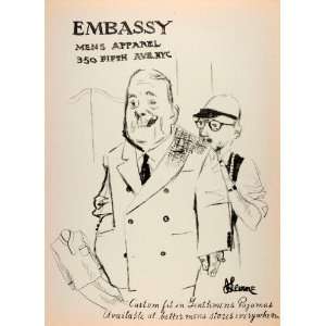  1954 Original Lithograph Jack Levine Art Embassy Menswear 