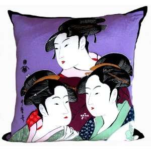  Furoshiki Throw Pillow Three Beauties