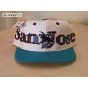   San Jose Sharks White Wraparound Vintage Snapback Hat: Everything Else