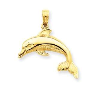   Dolphin Swimming Pendant   Measures 23.2x20.4mm   JewelryWeb Jewelry
