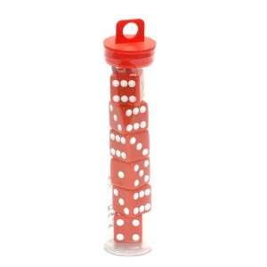    Tube of 6 16mm d6 Opaque Red Dice with White Pips Toys & Games