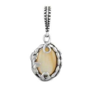   Sterling Silver Mother of Pearl Chardonnay Doublet Charm: Jewelry