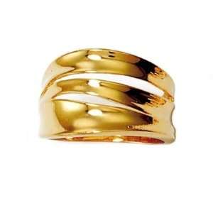    Ladies 18K Gold Plated 14 mm cut out Curve Wave Band Ring Jewelry