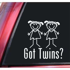  Got Twins? Girl/Girl White Vinyl Decal Sticker: Automotive