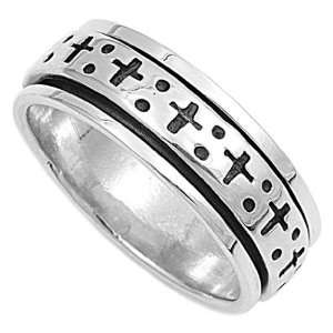  Sterling Silver Cross Ring, Size 9: Jewelry