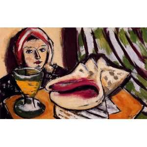   Beckmann   32 x 20 inches   Woman with Large Shell and Wine Glas