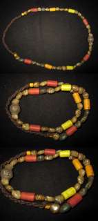 Old Nepal Colors Tribal Glass & Agate Bead Necklace I  
