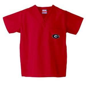  Georgia Bulldogs Ncaa Classic Scrub 1 Pocket Top (Red 