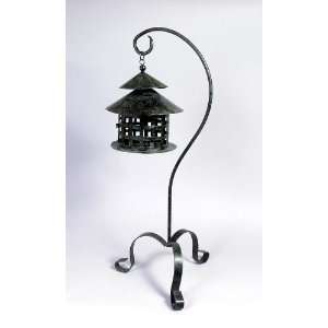  Metal Lantern Candle Holder with Stand in Dark Green 