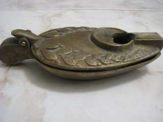 ANCIENT STYLE HEAVY BRASS LAMP SHAPED ASHTRAY by PAL BELL, ISRAEL 1950 