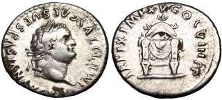 Titus Denarius Throne 12 Ceasars Coin Silver Roman  