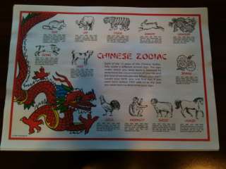 Chinese Zodiac Paper Placemats 50 Pieces  