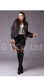 0222 women rabbit fur coat jacket garment coats jackets with raccoon 