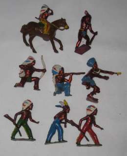 LOT OF VINTAGE LEAD FIGURES FARM ANIMALS AND NATIVE AMERICANS  