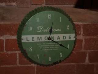 Vintage Style Lemonade Bottle Cap Wall Clock   Perfect for Your 