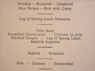 French March 23 1939 SS Ile de France Dinner menu  