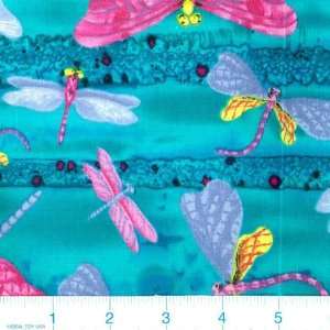   Wide Dragon Flies Turquoise Fabric By The Yard Arts, Crafts & Sewing