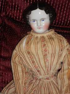 18 White Center Part China Head Early Doll Old Body  