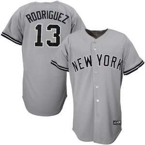 York Yankee Jersey  Majestic New York Yankees #13 Alex Rodriguez Grey 
