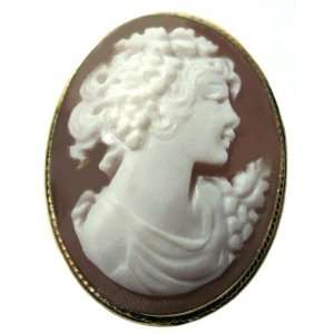 Cameo Pin Pendant Italian Sterling Silver Master Carved, Conch Shell 