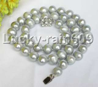 10mm gray freshwater pearls necklace e288  