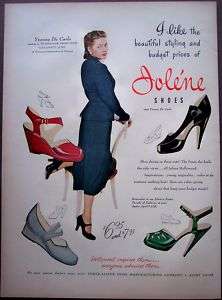 1949 Yvonne De Carlo w/ Jolene shoes vintage fashion ad  