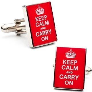 World War II Poster Keep Calm and Carry On Cufflinks Cuff Links by 