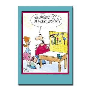  Work Bench   Damn Funny Cartoon Fathers Day Greeting Card 
