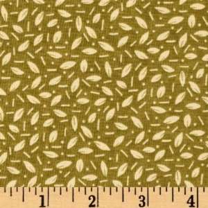  44 Wide Moda Grand Finale Scattered Leaves Moss Fabric 