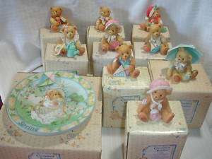   Enesco 1993 Cherished Teddies/1996 Spring Plate Teddy Bears Figurines