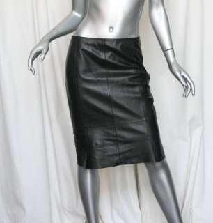   +BERGDORF GOODMAN Black Leather Straight Pencil Skirt NEW 6 $1600