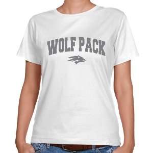 NCAA Nevada Wolf Pack Ladies White Logo Arch Classic Fit T shirt 