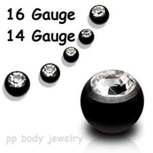 5pcs. 16G 14G Titanium Anodi.Replacement C.Z. Gem Balls  