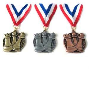  Chess Silver Award Medal with Ribbon: Toys & Games