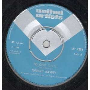   INCH (7 VINYL 45) UK UNITED ARTISTS 1968 SHIRLEY BASSEY Music