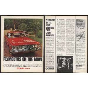   Red Plymouth Fury Dirt Road 2 Page Print Ad (7939)