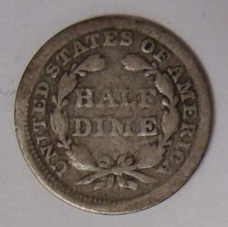 1857 US Seated Liberty Half Dime 5C Coin Five Cents  