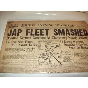  WWII Battle Newspaper 1944 Jap Fleet Smashed: Everything 